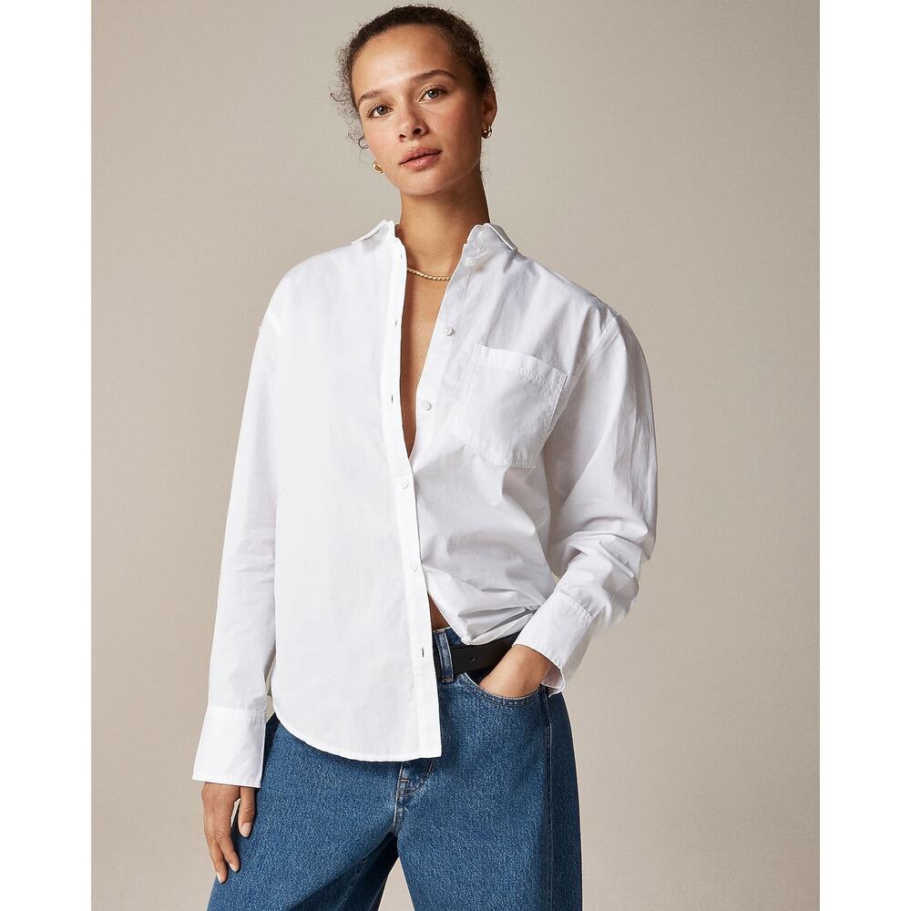 J.Crew Petite Garçon classic shirt White cotton poplin Monogram 6P NWT